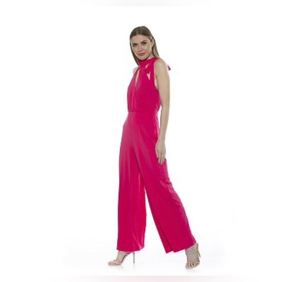 NWT ALEXIA ADMOR Wide-Leg Halter Jumpsuit Size 10 - Picture 3 of 9